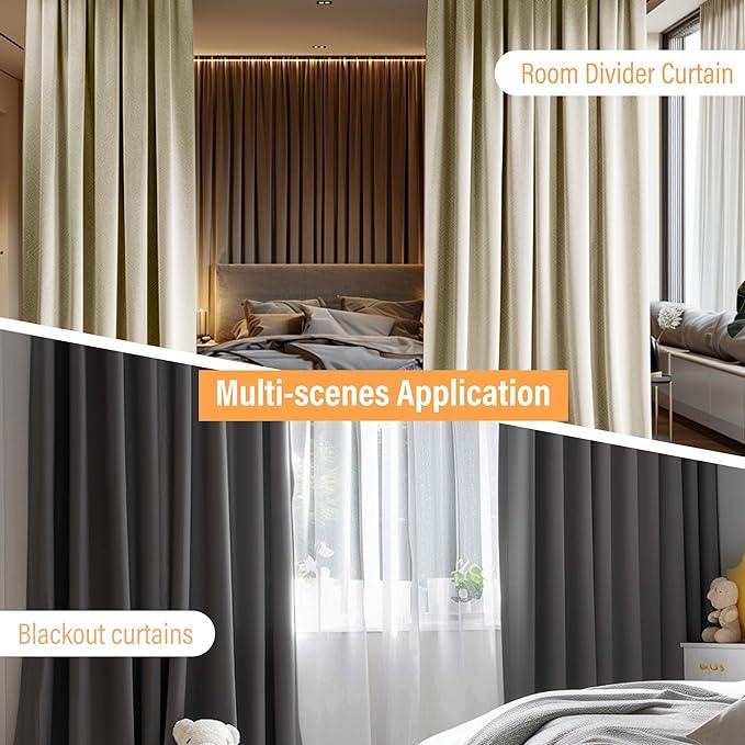 Room Blackout Divider Curtain with Flexible Ceiling Track Suit - CurtainsArt