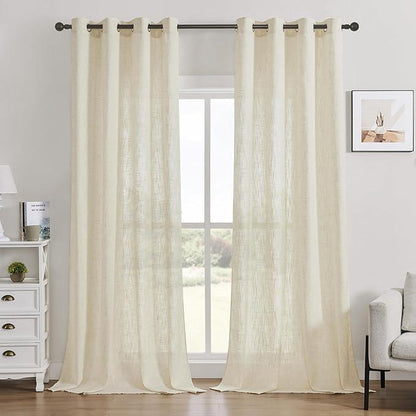 Natural Linen Textured Curtains 2 Panel Sets, Privacy Light Filtering Sheer Curtains for Living Room, Bedroom,Office - CurtainsArt