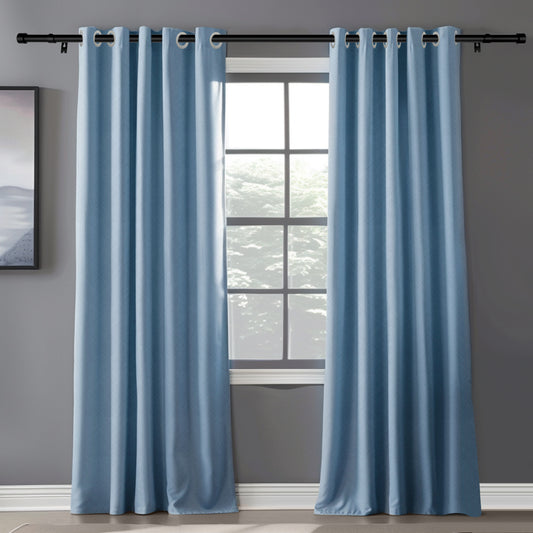 Customizable Classic Blackout Curtains with Texture | Blue