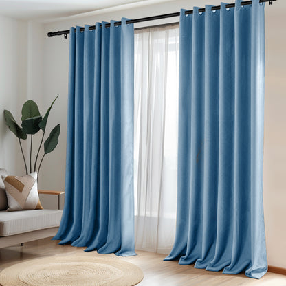 Customizable Classic Blackout Curtains with Texture | Blue