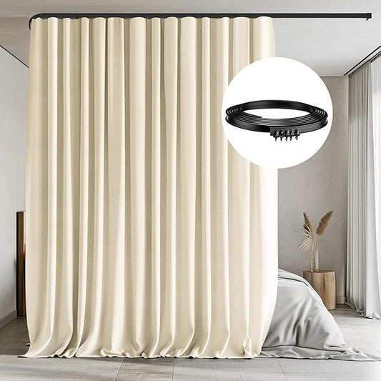 Room Blackout Divider Curtain with Flexible Ceiling Track Suit - CurtainsArt