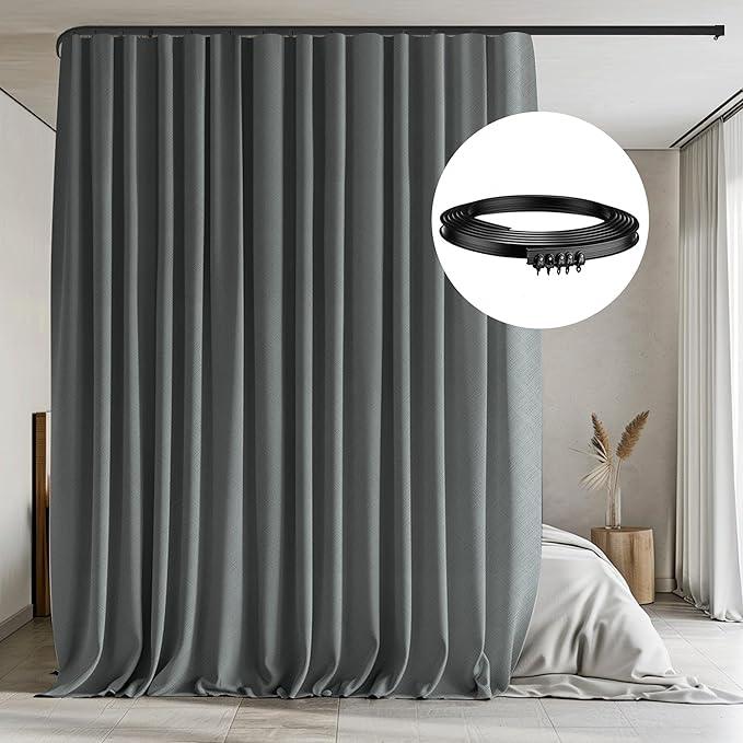 Room Blackout Divider Curtain with Flexible Ceiling Track Suit - CurtainsArt