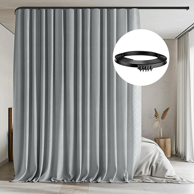 Room Blackout Divider Curtain with Flexible Ceiling Track Suit - CurtainsArt