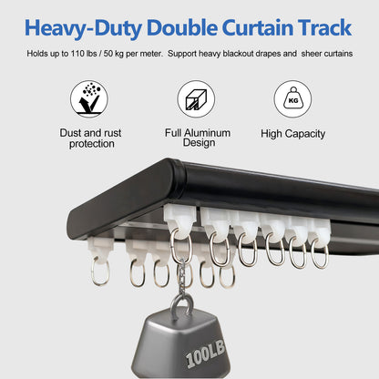 Silent Heavy-Duty Double Curtain Track (Ceiling Mount)