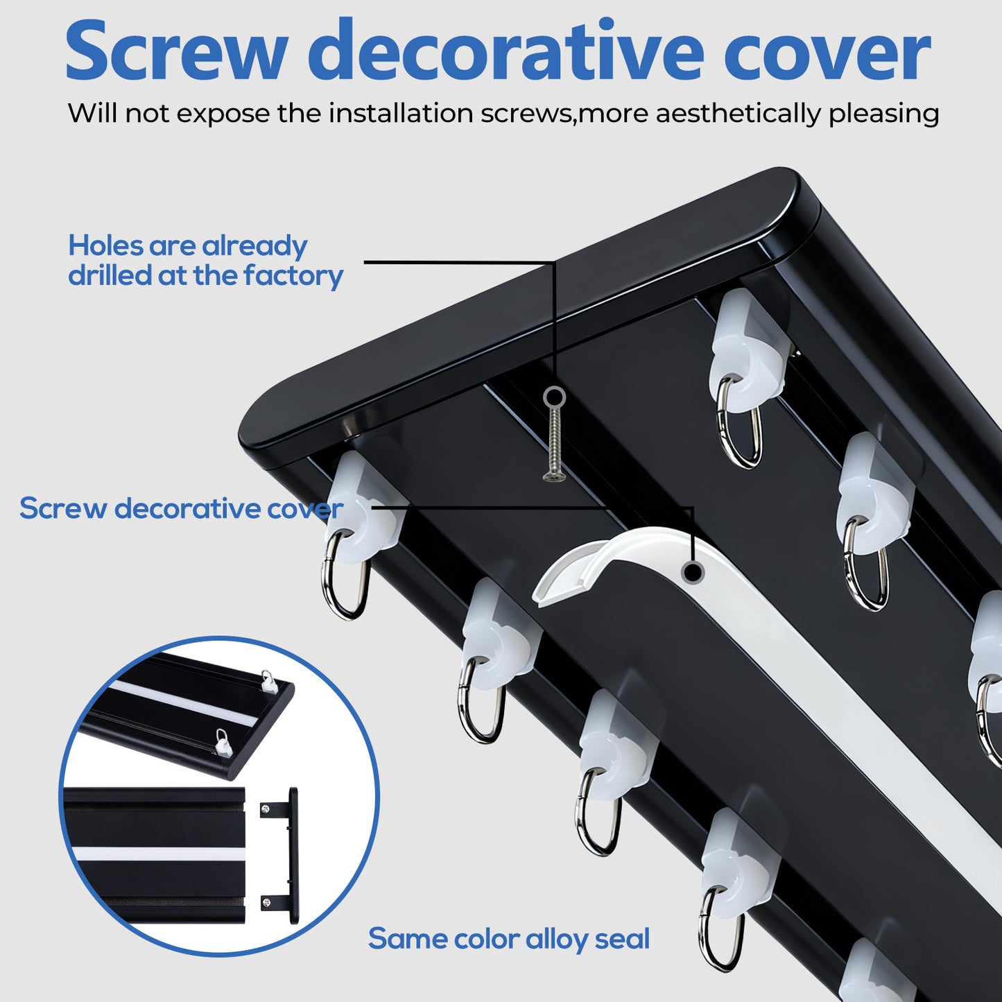 Silent Heavy-Duty Double Curtain Track (Ceiling Mount)