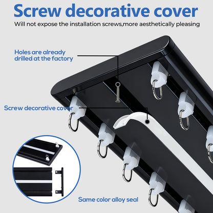 Silent Heavy-Duty Double Curtain Track (Ceiling Mount)