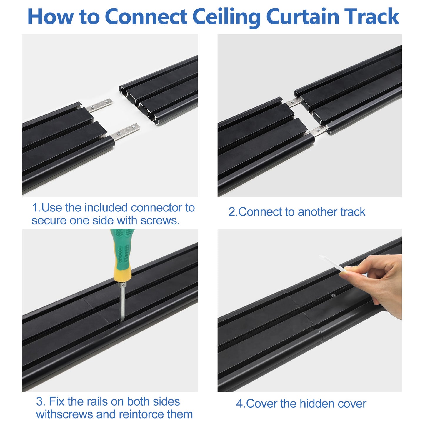 Silent Heavy-Duty Double Curtain Track (Ceiling Mount)