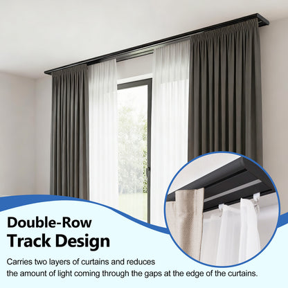 Silent Heavy-Duty Double Curtain Track (Ceiling Mount)