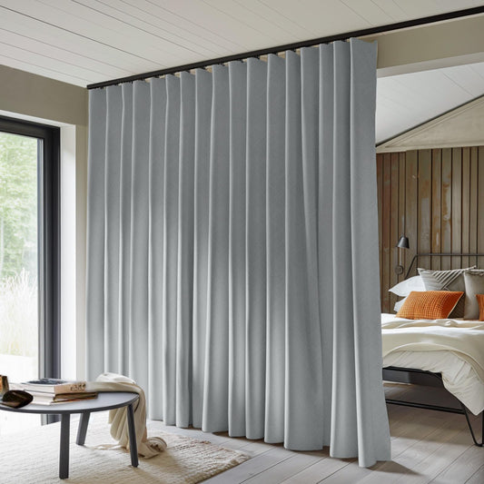 （Grey）Benny Thermal Textured Woven Blackout Divider Curtain