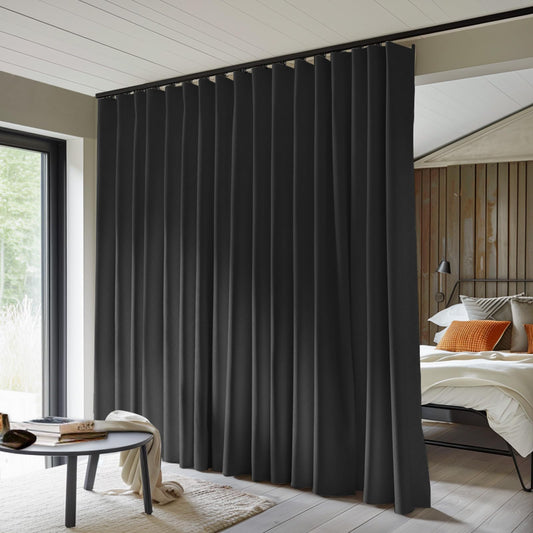 Total Blackout Room Divider Curtain - Thermal & Noise Reducing(Black)