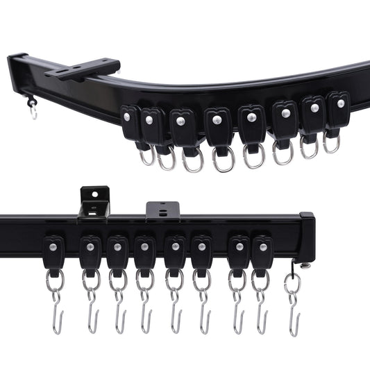Ceiling Curtains Tracks Aluminum Flexible Bendable（black）