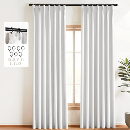 （Greyish White）Total Blockout Pinch Pleat Curtains