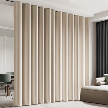 (Beige)High-Density Silk-Look Blackout Divider Curtain