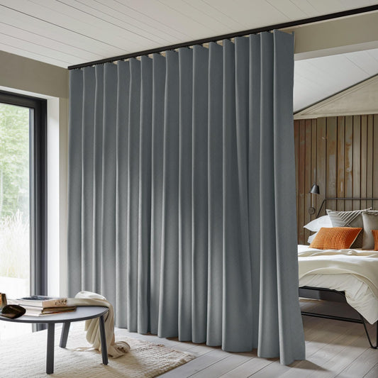 （Dark-grey）Benny Thermal Textured Woven Blackout Divider Curtain