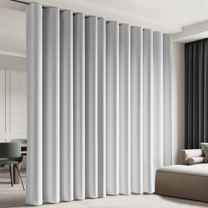(White)High-Density Silk-Look Blackout Divider Curtain