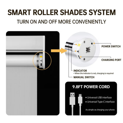 No-Drilling Motorized Roller Shades (Light filtering) - CurtainsArt