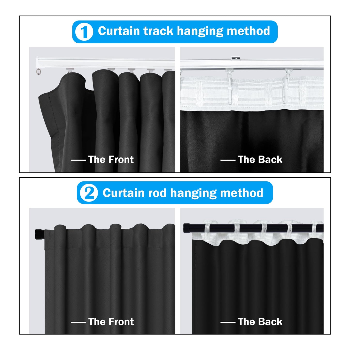 Total Blackout Room Divider Curtain - Thermal & Noise Reducing(Black)