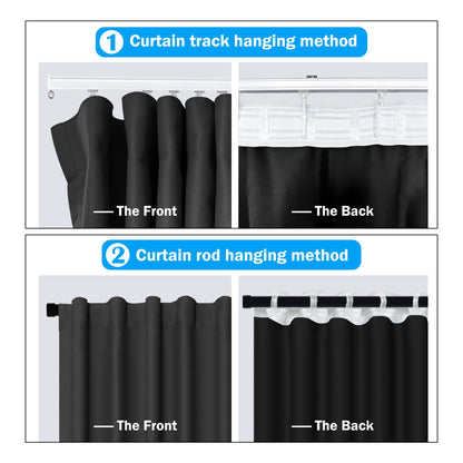 Total Blackout Room Divider Curtain - Thermal & Noise Reducing(Black)