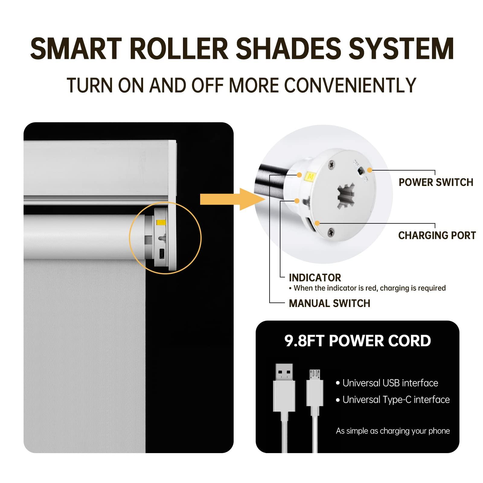 No-Drilling Motorized Roller Shades (Blackout) - CurtainsArt