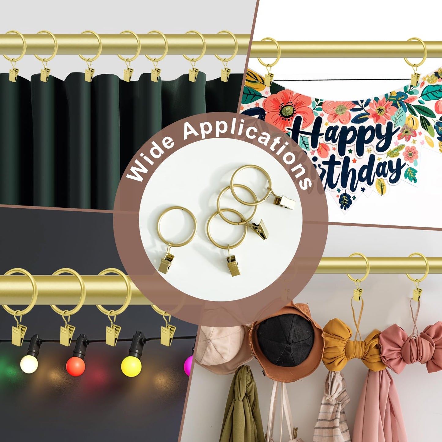 Curtains Rods for Windows 1 Inch Thick Heavy Duty Metal Curtain Rod with Curtain Rings with Clips Sets