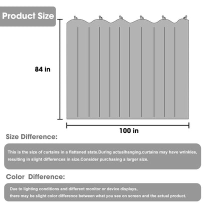 (Black)High-Density Silk-Look Blackout Divider Curtain & White Track Kit