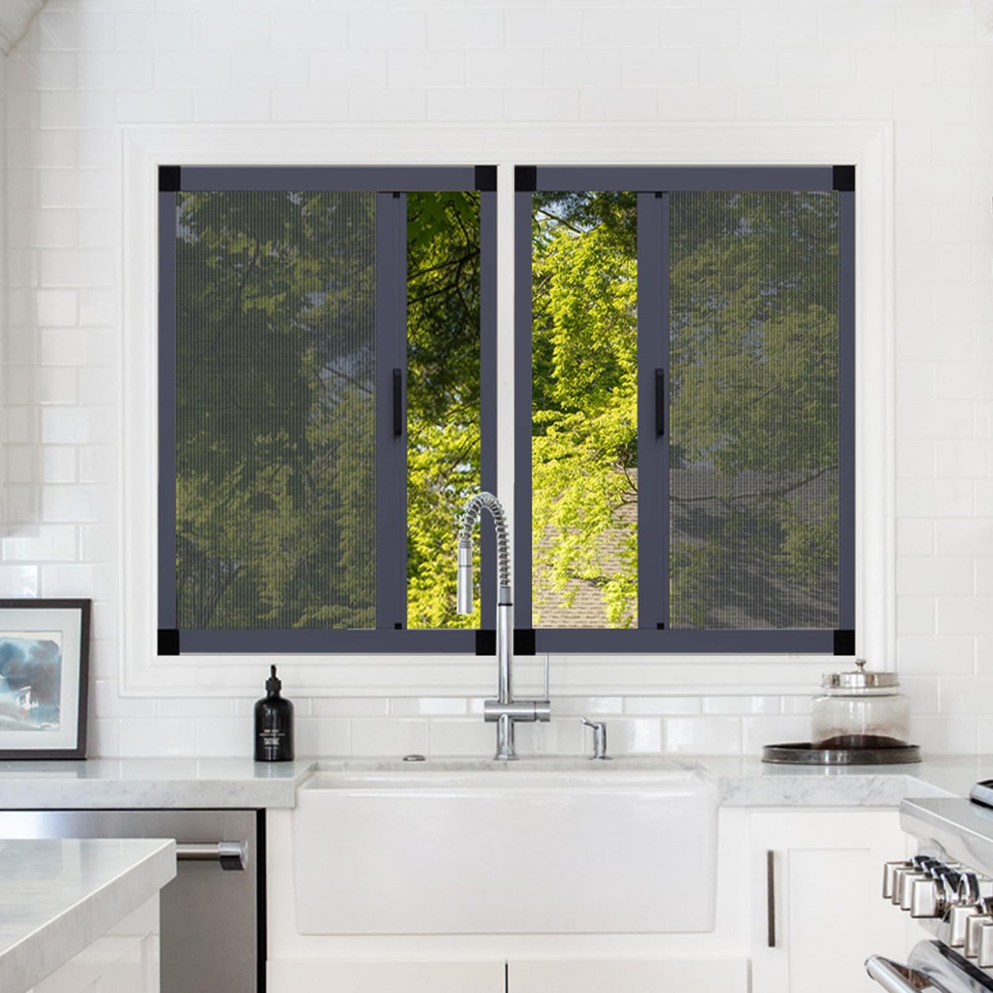 No-Drill Retractable Window Screen - Custom Folding Mesh & Aluminum Frame