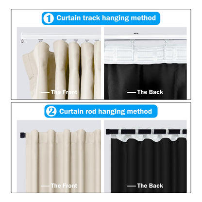 （Black）Benny Thermal Textured Woven Blackout Divider Curtain