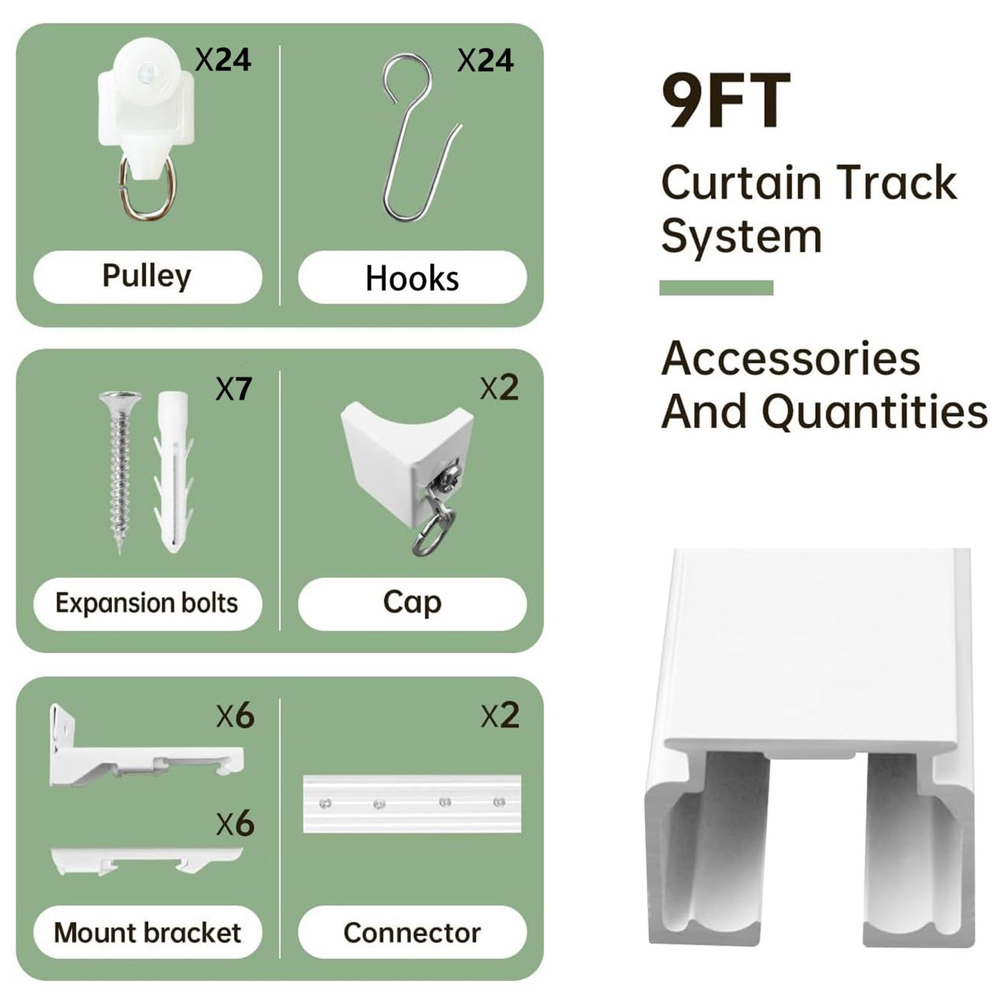 Ceiling or Wall Curtain Track（White）