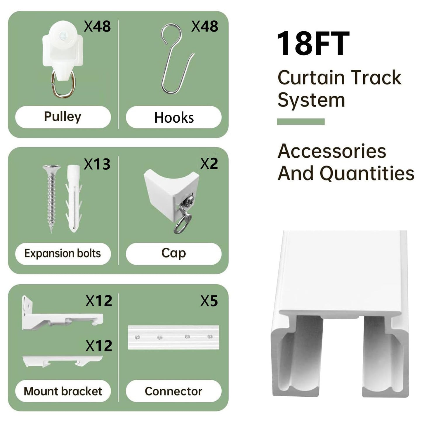 Aluminum Straight Curtain Track (Hook Gliders)
