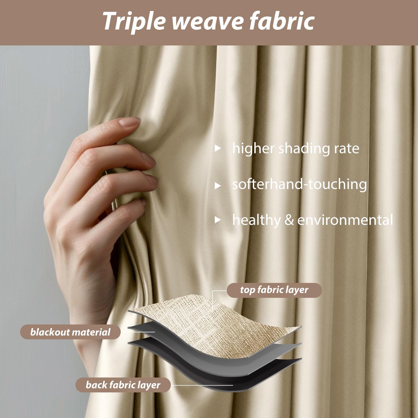 Benny Thermal Textured Blackout Room Divider Curtain Kit with Heavy-Duty Aluminum Bendable Ceiling Track Set