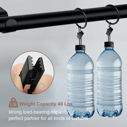 Curtains Rods for Windows 1 Inch Thick Heavy Duty Metal Curtain Rod with Curtain Rings with Clips Sets