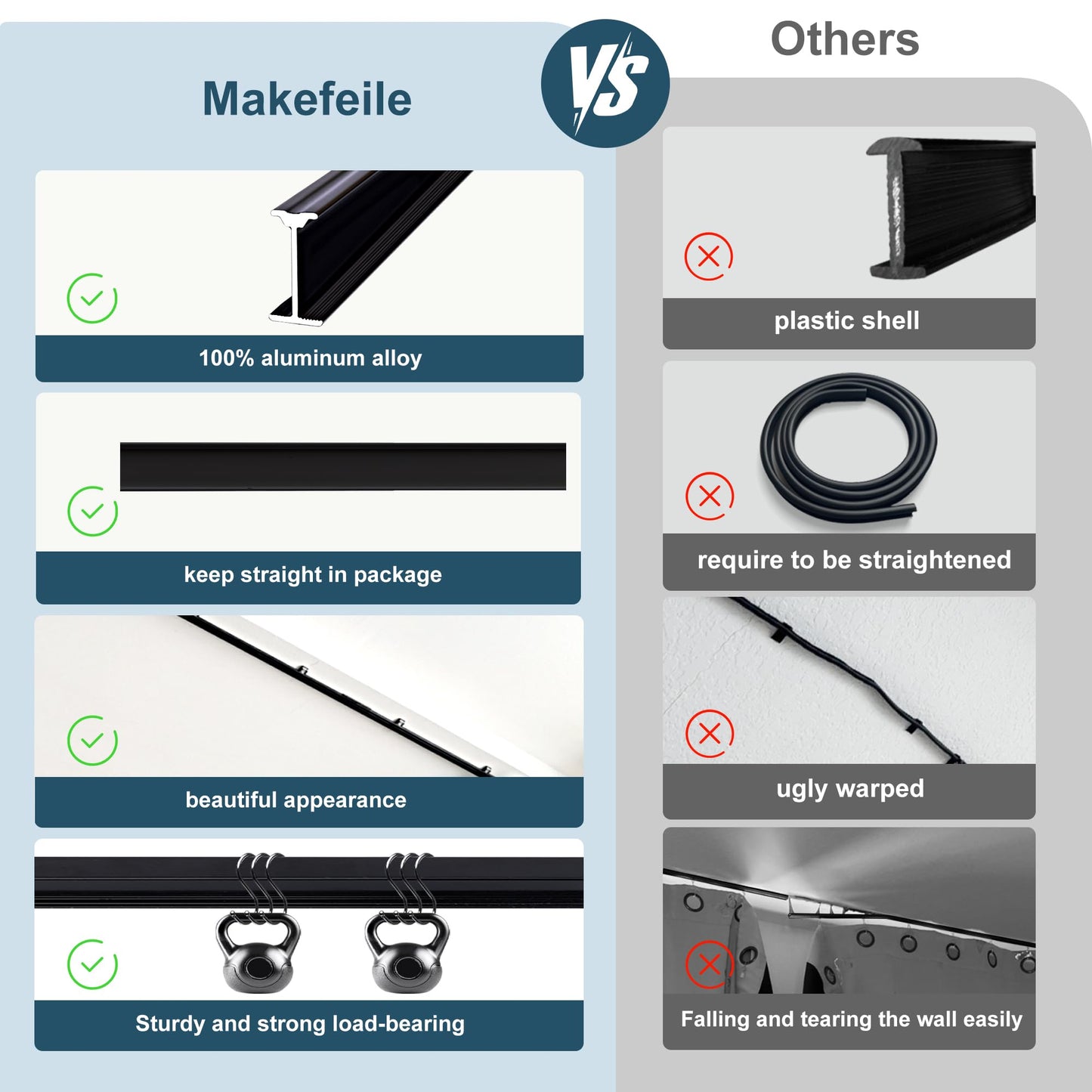 Flexible Aluminum Bendable Track (Hook Gliders)