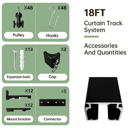 Aluminum Straight Curtain Track (Hook Gliders)