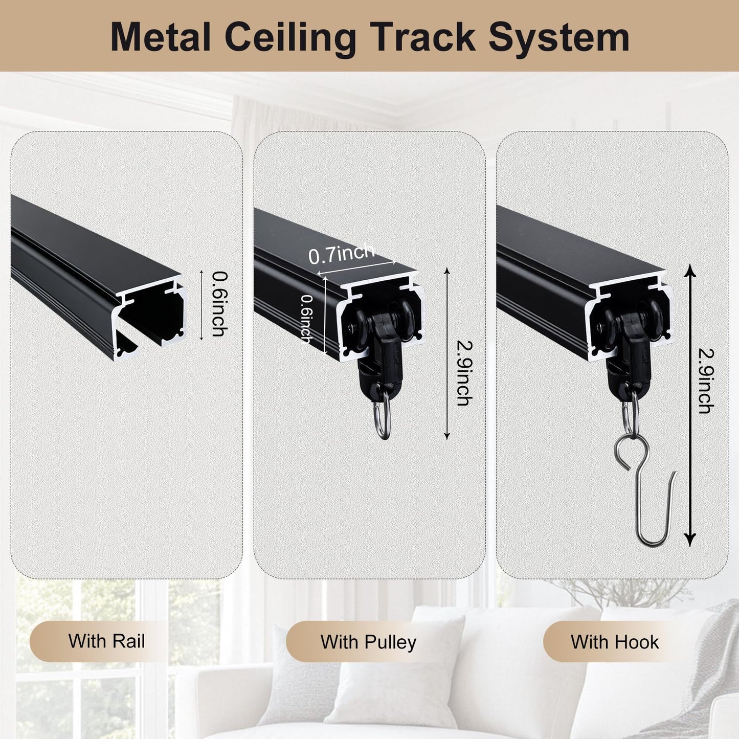 Direct Mount Heavy Duty Aluminum Curtain Track System（Hook Gliders）