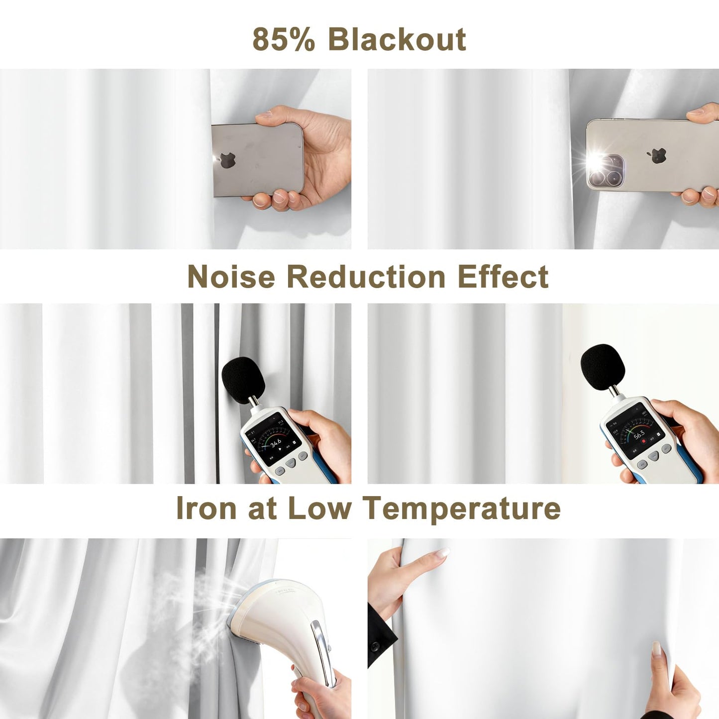 （Greyish White）Total Blockout Pinch Pleat Curtains