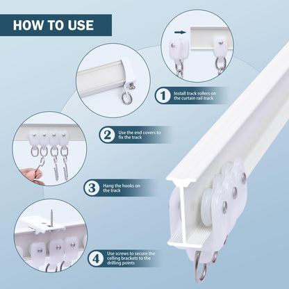 Ceiling Curtains Tracks Aluminum Flexible Bendable（white）