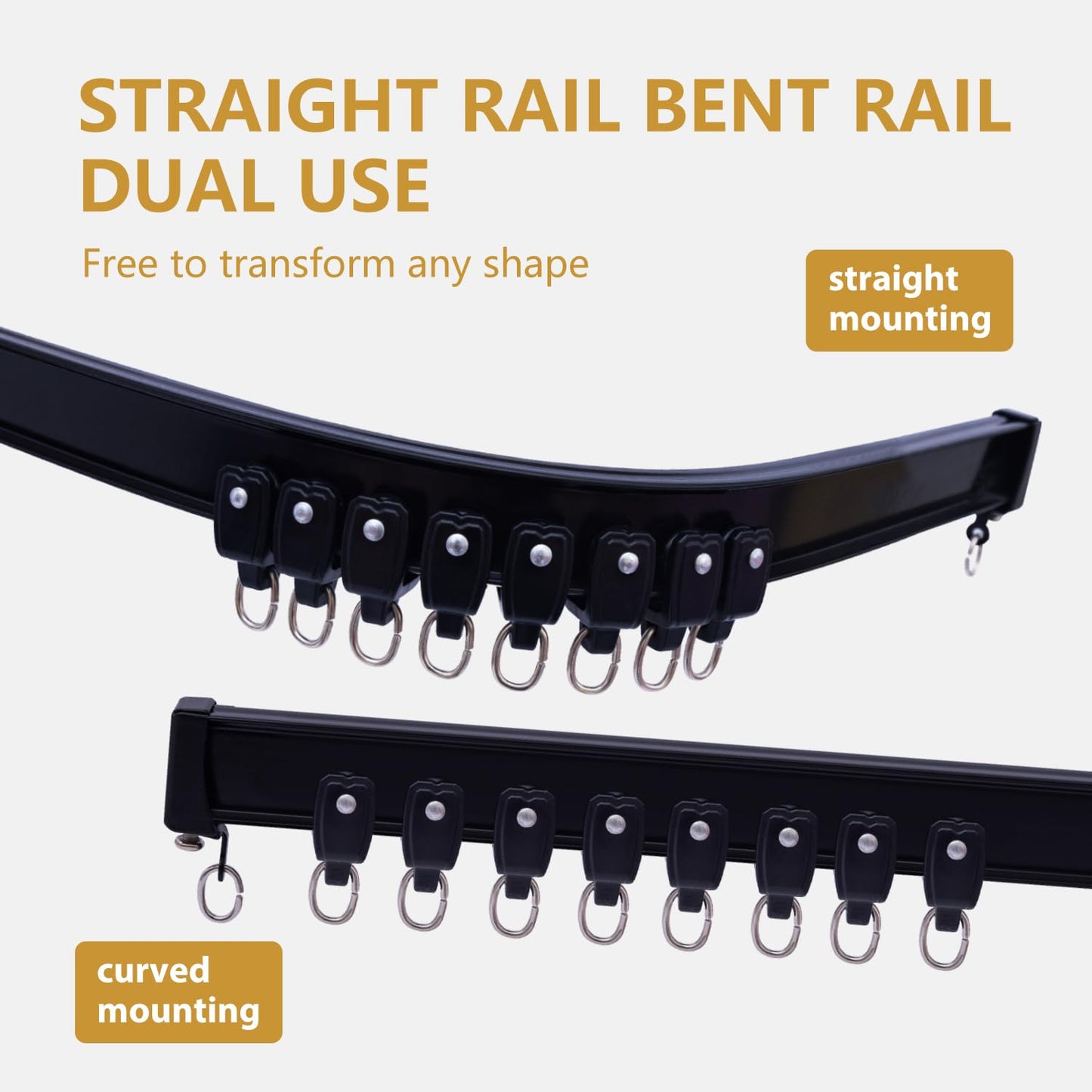 Ceiling Curtains Tracks Aluminum Flexible Bendable（black）