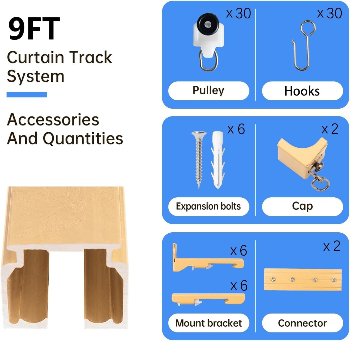 Ceiling or Wall Curtain Track（Golden）