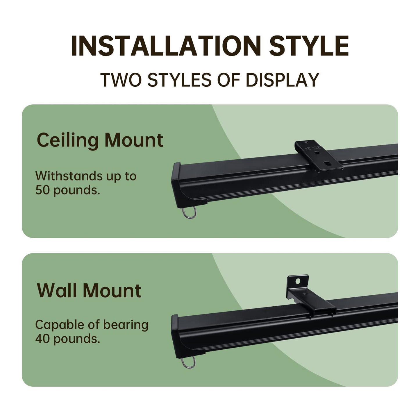 Ceiling or Wall Curtain Track（Black）