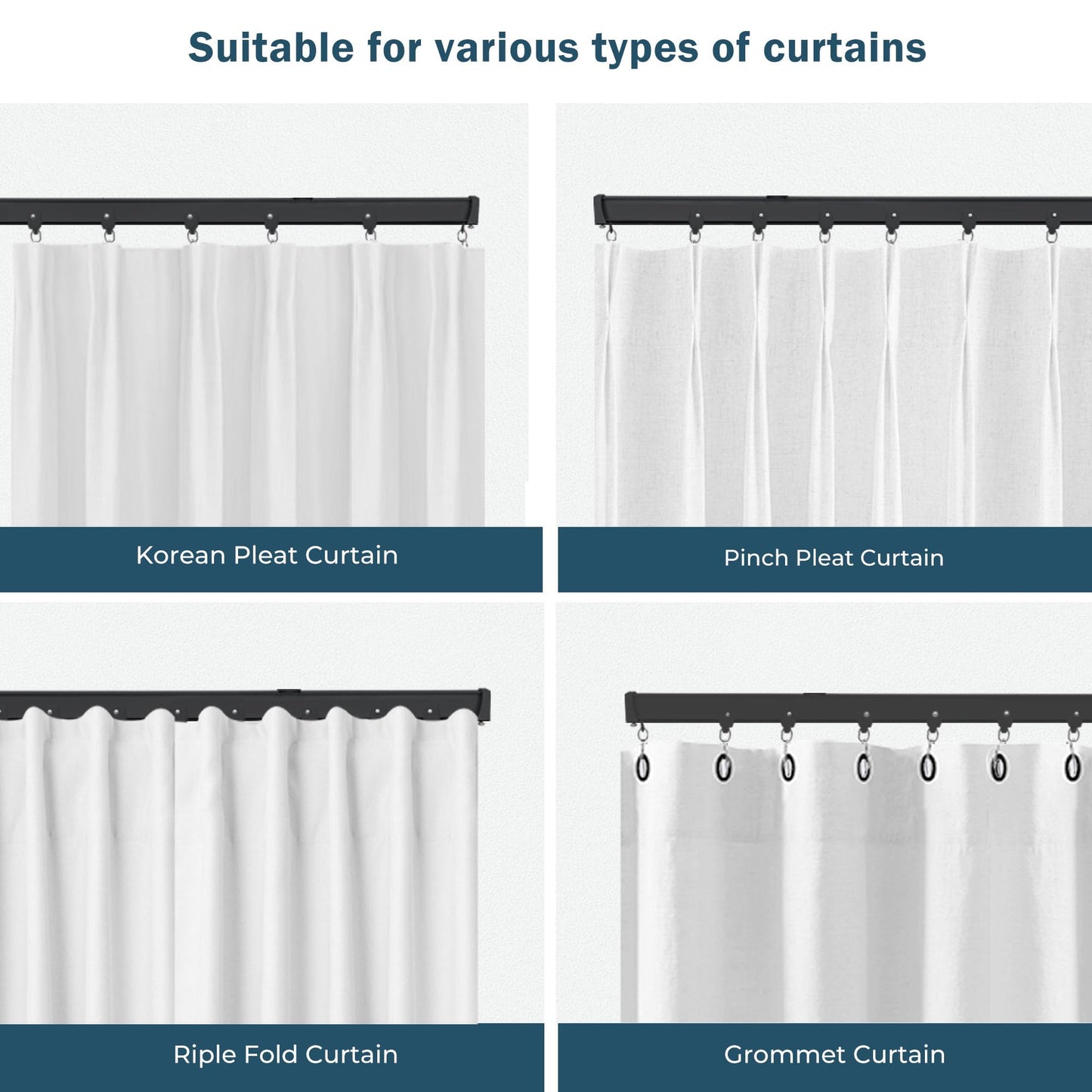 Ceiling Curtains Tracks Aluminum Flexible Bendable（black）