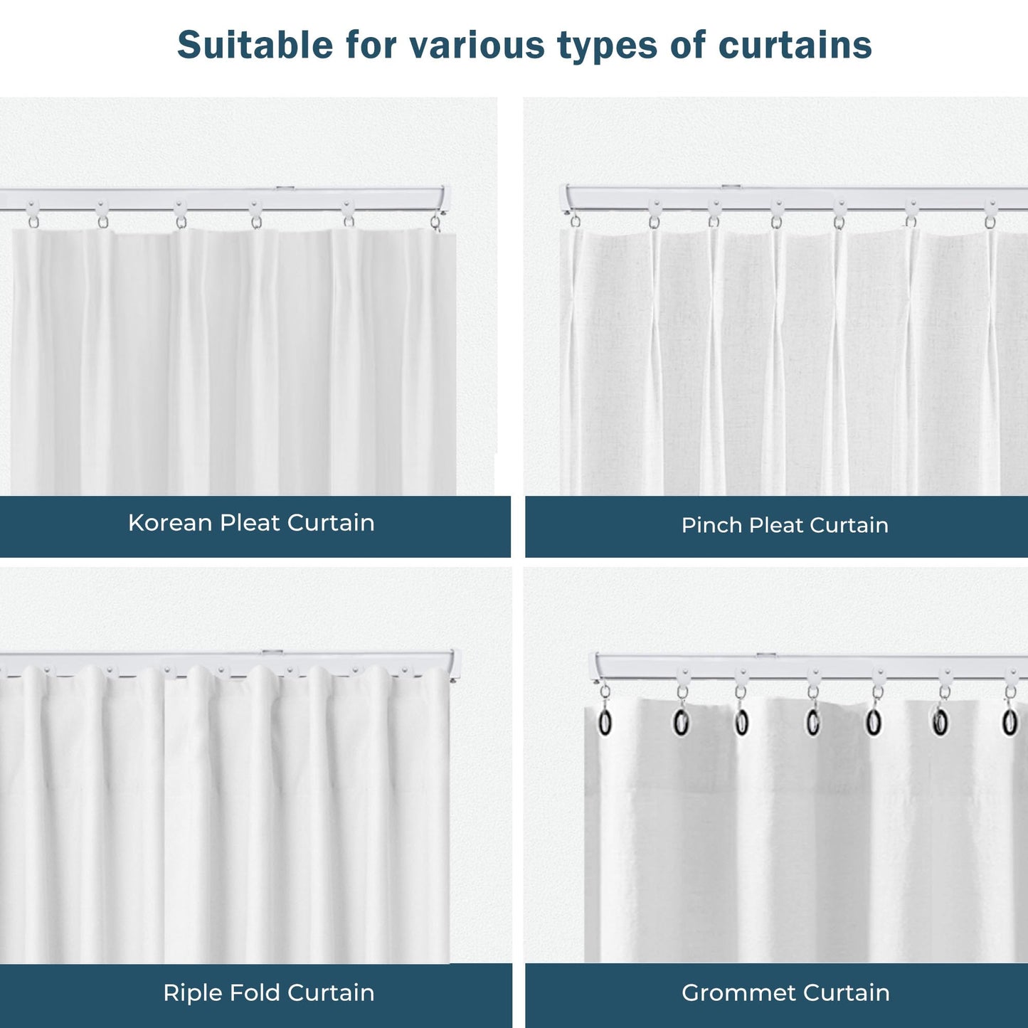 Ceiling Curtains Tracks Aluminum Flexible Bendable（white）