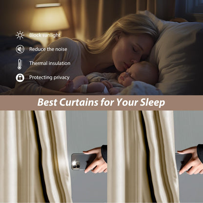 Benny Thermal Textured Blackout Room Divider Curtain Kit with Heavy-Duty Aluminum Bendable Ceiling Track Set