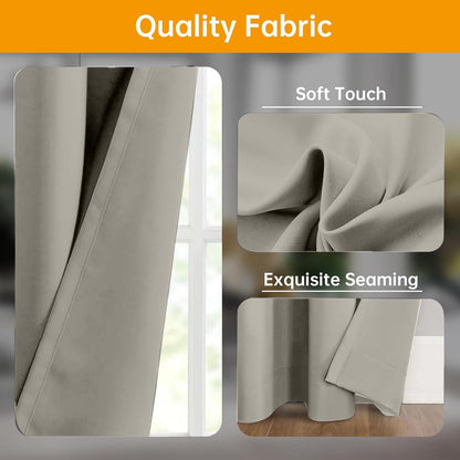 (Light-grey)High-Density Silk-Look Blackout Divider Curtain & Black Track Kit