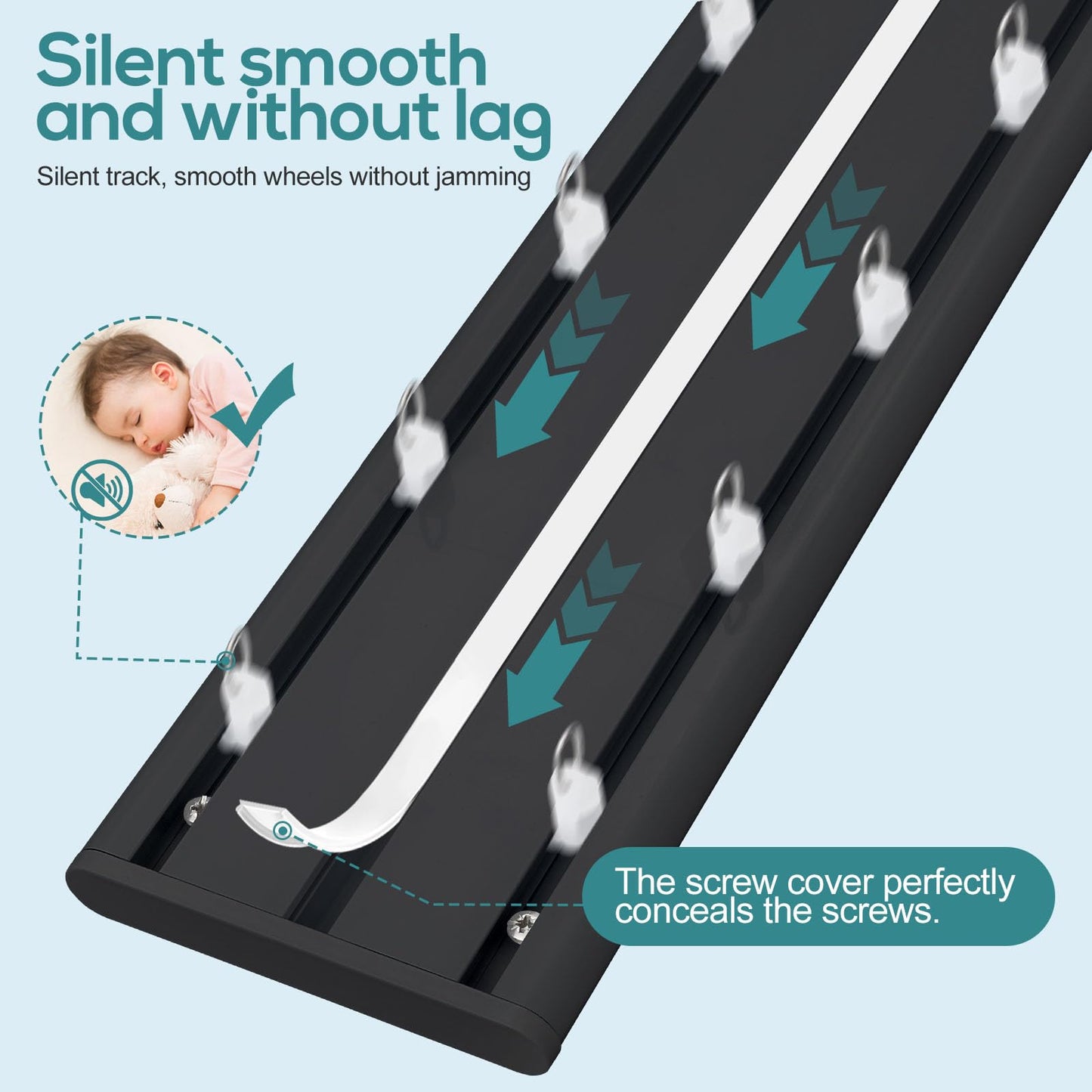 Silent Heavy-Duty Double Curtain Track (Ceiling Mount)