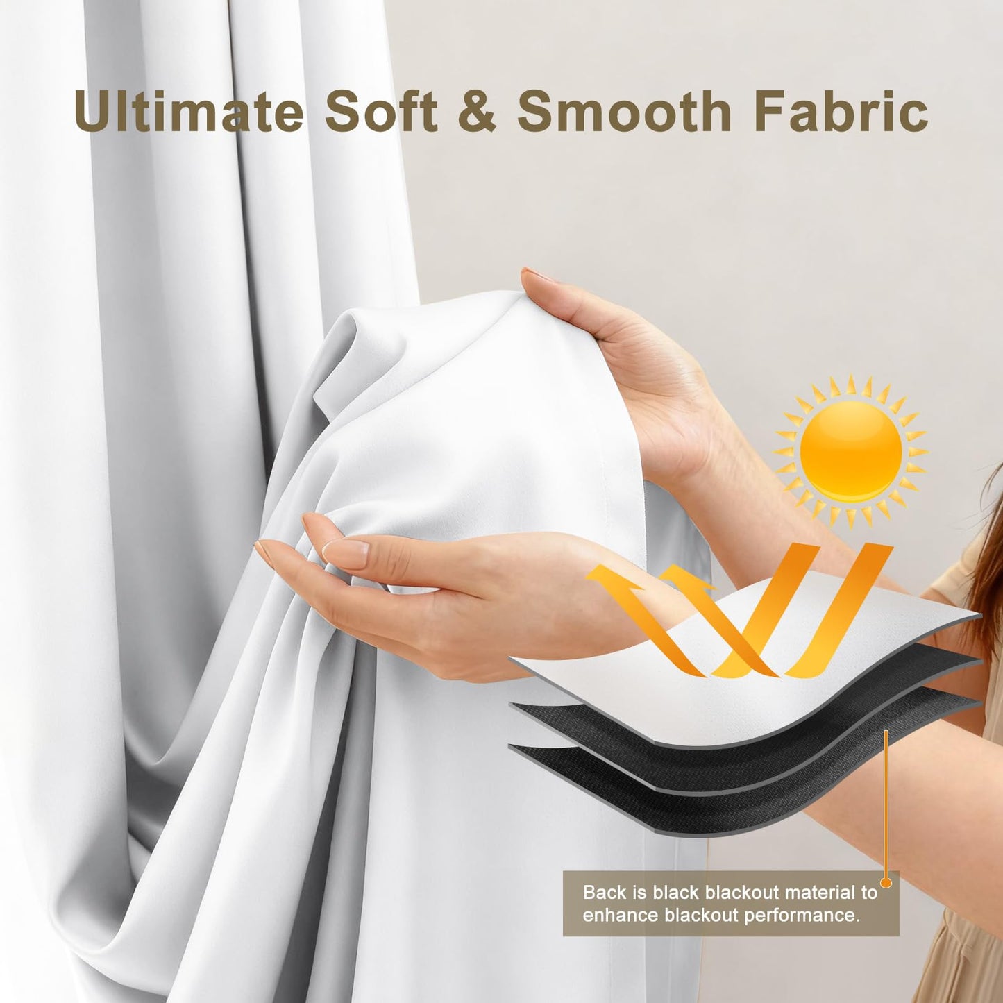 （Greyish White）Total Blockout Pinch Pleat Curtains