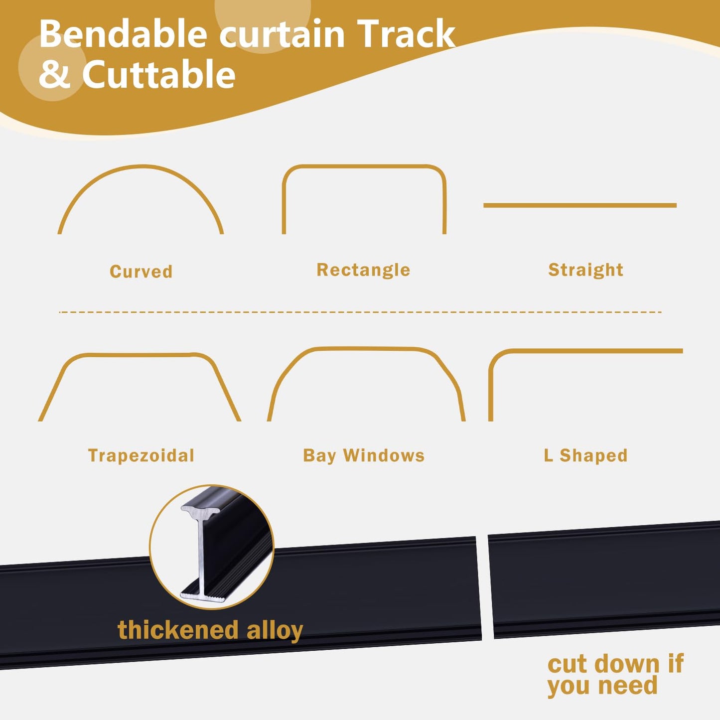 Ceiling Curtains Tracks Aluminum Flexible Bendable（black）