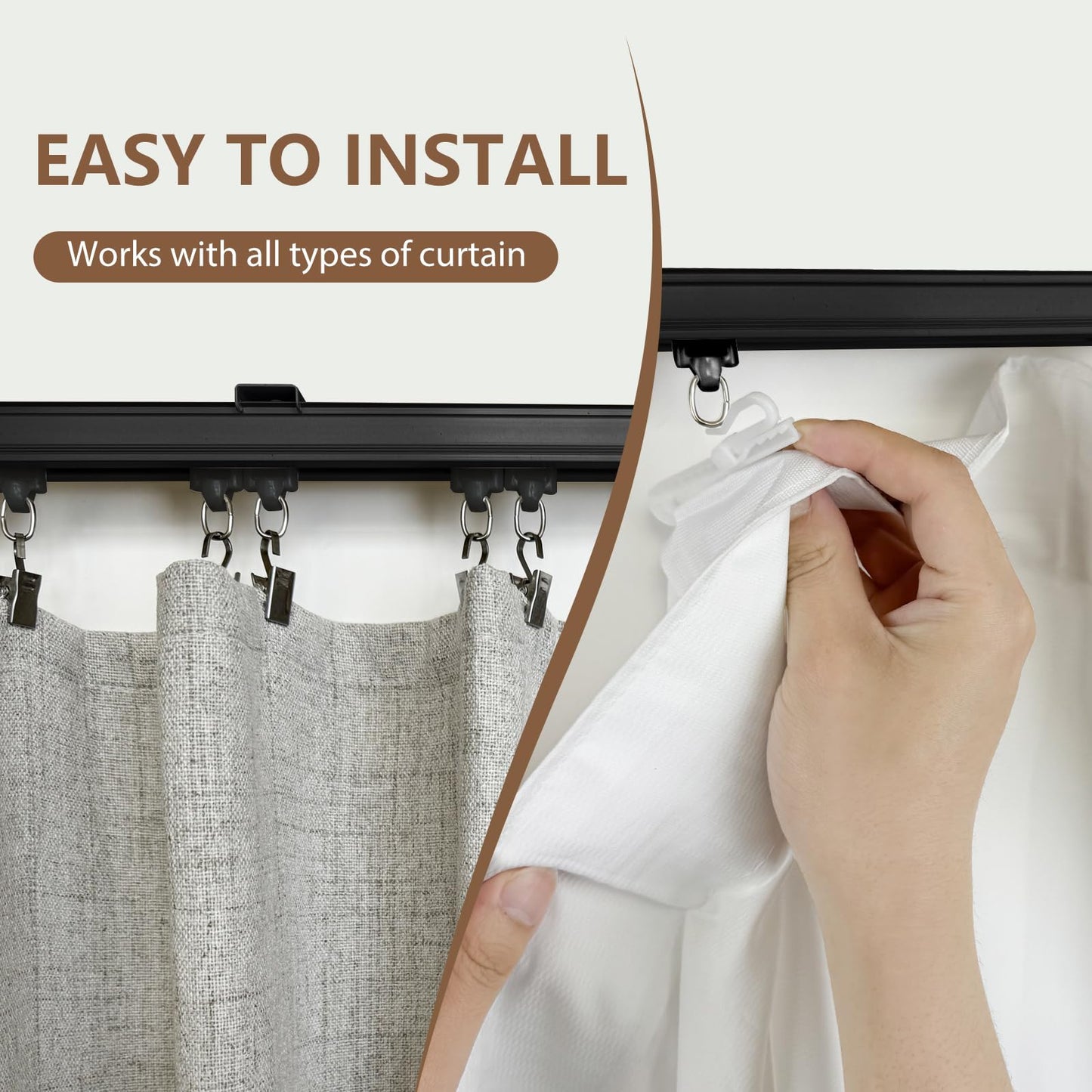 Aluminum Straight Curtain Track (Clip Gliders)