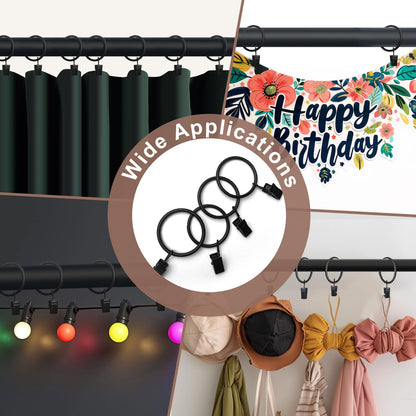 Curtains Rods for Windows 1 Inch Thick Heavy Duty Metal Curtain Rod with Curtain Rings with Clips Sets