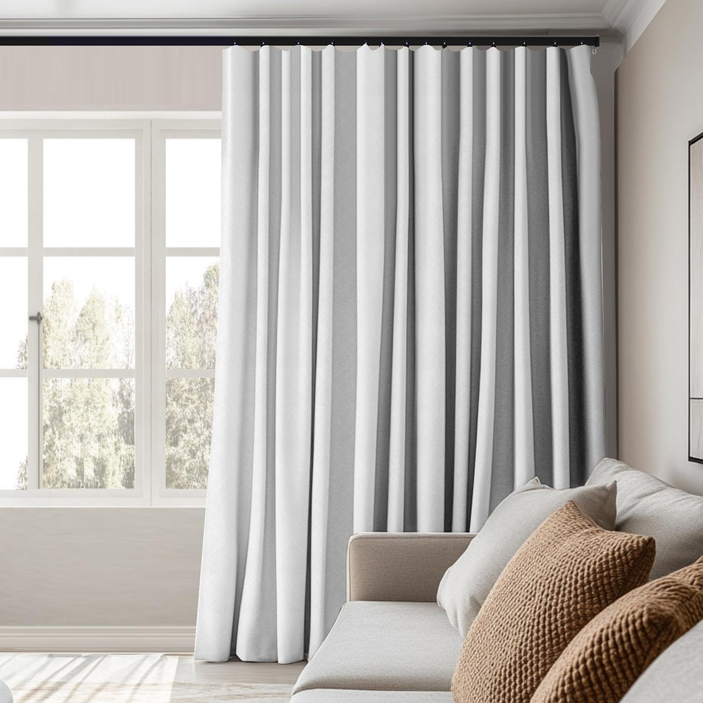 (White)Benny Thermal Textured Woven Blackout Divider Curtain