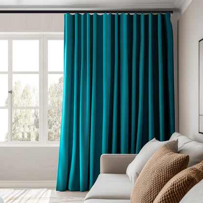 (Peacock-blue)Benny Thermal Textured Woven Blackout Divider Curtain